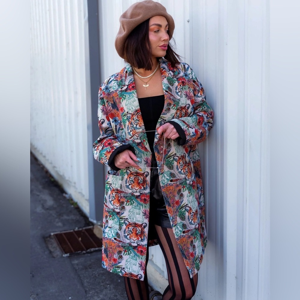 Dressed in LALA Scorpio Multicolor Tiger Print Coat